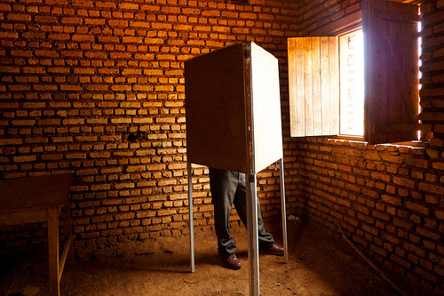 A voter in Burundi's disputed election in 2010