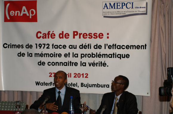 Press conference on memory and truth of the 1972 crisis organised by AMPECI in April 2012