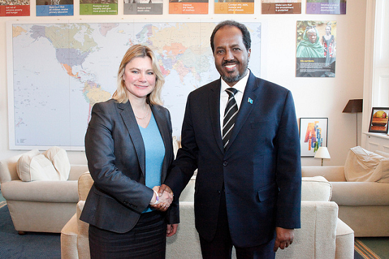 Somali President Hassan Sheikh Mohamud, with Secretary of State for International Development, Justine Greening. Image credit: DFID