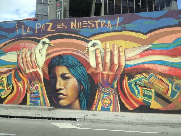 Street art in the Colombian city of Bogota declares the peace is ours. Image credit: Juan Cristobal Zulueta