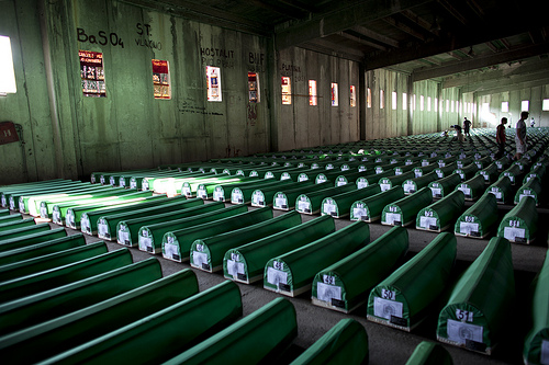 Thousands of people gathered in July 2010 to rebury hundreds of newly identified victims of the Srebrenica genocide.