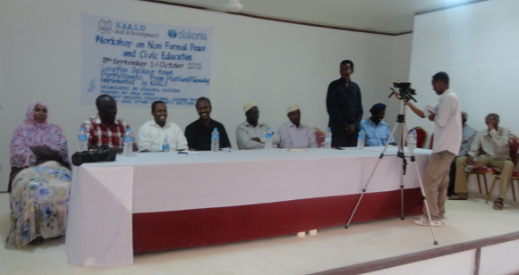 Closing Ceremony for KAALO's workshop on Non formal Peace and Civic Education, in Galkayo (2012).