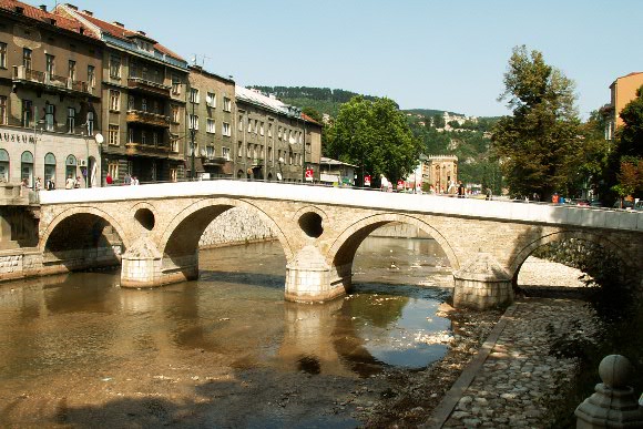 The Latin Bridge, Sarajevo. The site of the assassination of Archduke Franz Ferdinand of Austria by Gavrilo Princip in 1914. Image credit: Jaime Silva